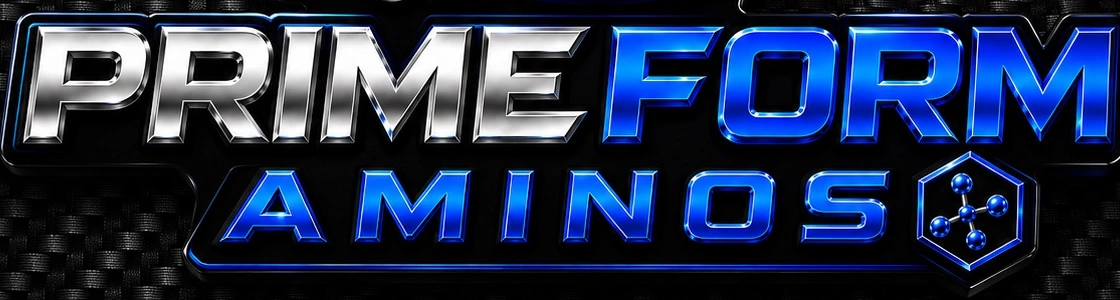 Prime Form Aminos metallic blue and silver lettering